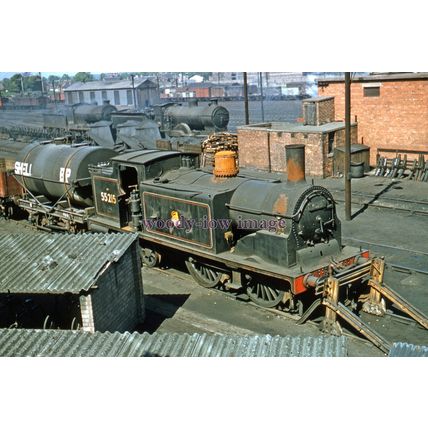 pu3462 - Steam Engine No.55215 & BP Tank at Perth South Shed - print 6x4