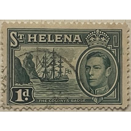 St Helena KGVI 1938 1d Green Used SG 132 Sc 119 postage stamp badge king George