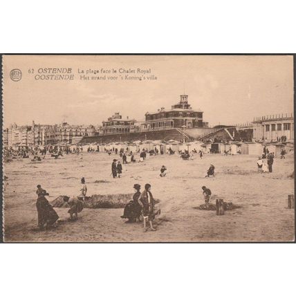 La Plage Face le Chalet Royal, Ostende, c.1910s - Albert CPA