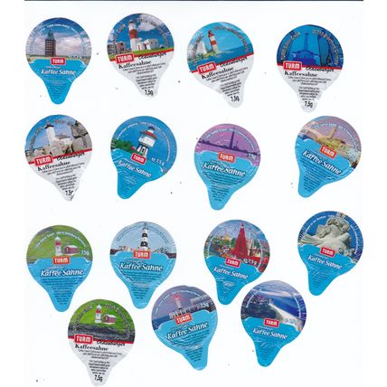POSTFREE 15 Foil Labels From European Milk Pots LIGHTHOUSES Only £1.99 The Lot