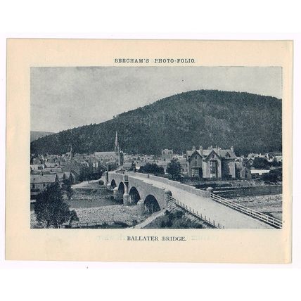 Ballater Old Royal Bridge River Dee / Crathie Kirk 1900 Antique Print Picture