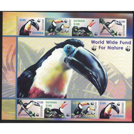Guyana Birds WWF Toucans MS Imperf 2003 MNH SG#MS6410 MI#7626-7629 Sc#3792 a-d