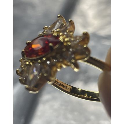 NIB Bomb Party Jewel-Cairo RBP2662OR L.C Orange Sapphire Y. Gold Dipped Band Sz9
