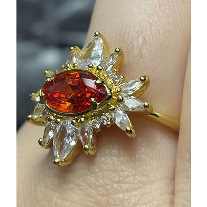 NIB Bomb Party Jewel-Cairo RBP2662OR L.C Orange Sapphire Y. Gold Dipped Band Sz9