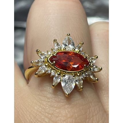 NIB Bomb Party Jewel-Cairo RBP2662OR L.C Orange Sapphire Y. Gold Dipped Band Sz9