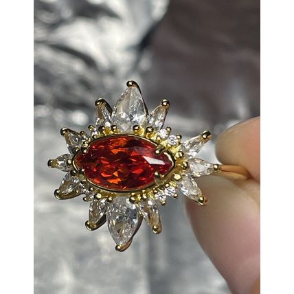 NIB Bomb Party Jewel-Cairo RBP2662OR L.C Orange Sapphire Y. Gold Dipped Band Sz9