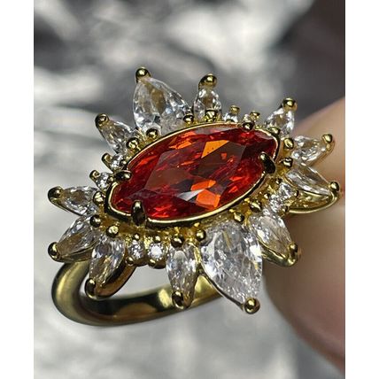 NIB Bomb Party Jewel-Cairo RBP2662OR L.C Orange Sapphire Y. Gold Dipped Band Sz9