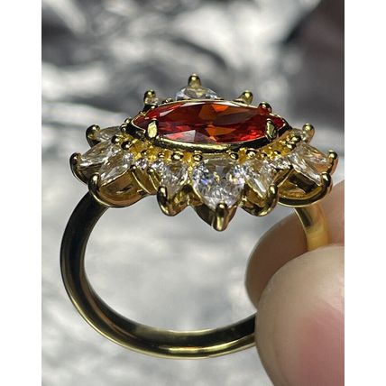 NIB Bomb Party Jewel-Cairo RBP2662OR L.C Orange Sapphire Y. Gold Dipped Band Sz9
