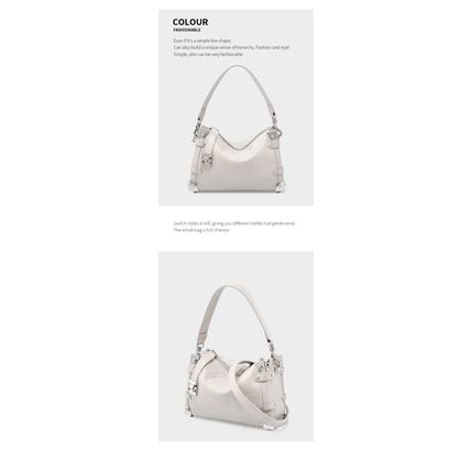 Women Genuine Leather Shoulder Purses and Handbags Ladies Roomy Tote Bags White