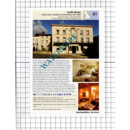 Castle House Hereford / The Chase Hotel Ross-on-Wye Herefordshire - 2011 Advert