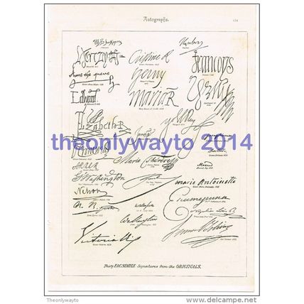 Facsimile of 30 Signatures from the Originals, Book Illustration, c1895