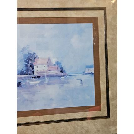 Morning Harbor Signed Print by Ted Goerschner - Framed 53 x 35