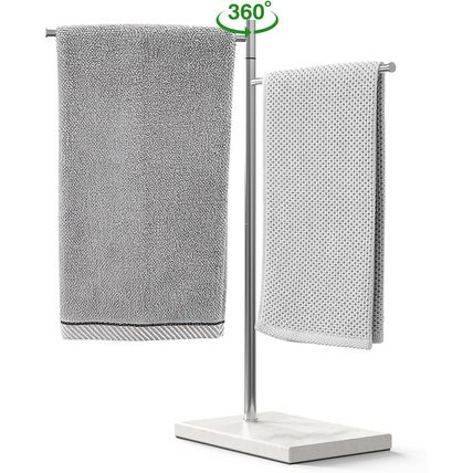 Luxspire Marble Hand Towel Holder, Free Standing Hand Towel Stand, Natural Marbl