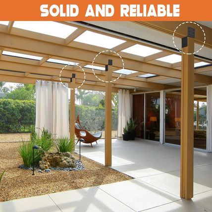 4Pcs Heavy-Duty Post Brackets Kit - 4X4 Wood Deck Mounting, 14-Gauge Steel Base