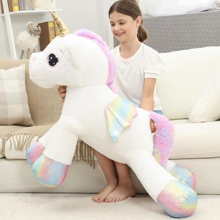 44 Inch Giant Unicorn Stuffed Animal Pillow, Cute Soft Big Unicorn with Rainbow