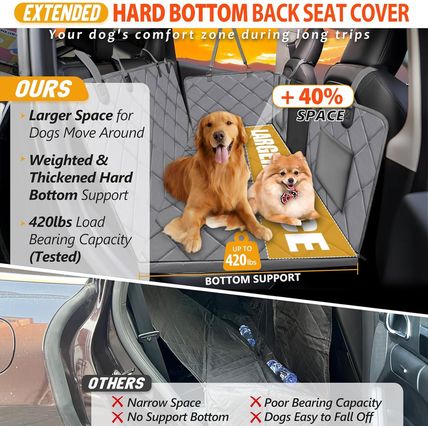 Back Seat Extender for Dogs-Large Space, Dog Car Seat Cover Hard Bottom Holds 42