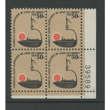 US 1608, 1979 Iron "Betty" Lamp. LR PBof4, MNH (US003)