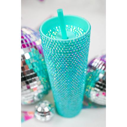 Green Full Rhinestone Straw Cup