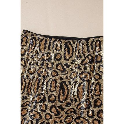 Brown Sequined Leopard Print Disco Mini Skirt