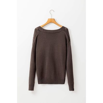 Dark Khaki Open Knit Drop Shoulder Sweater Cardigan