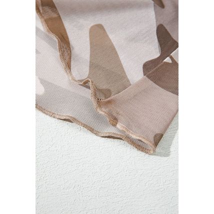 Green Western Fashion Camouflage Print Mesh Long Sleeve Top
