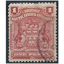 Rhodesia 1898 SG77 1d Rose Fine Used