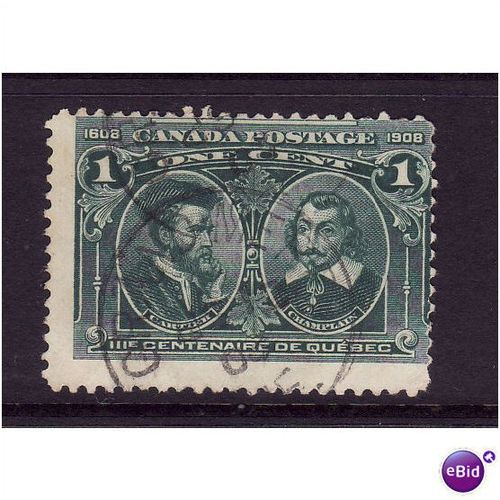 Canada 1908 sg 189 Quebec tercenttenary 1c Blue Green Fine used