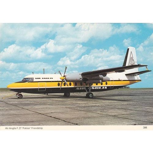 Air Anglia Fokker F27 Friendship Aircraft Postcard (A24917)