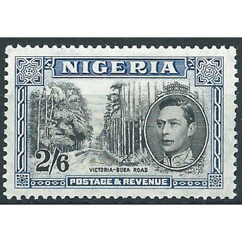 Nigeria 1942 SG58a 2/6d Black & Blue Perf 13.5 Mounted Mint ....