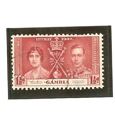 Gambia KGVI 1937 Coronation 1½d Carmine Used SG 148 Sc 130 CD 302 postage stamp