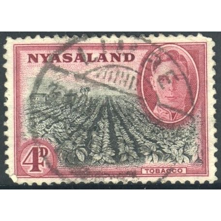 Nyasaland Protectorate 1945 - SG149 - 4d black/red - Tobacco - used