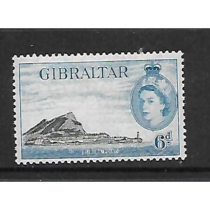 GIBRALTAR 1953 6d BLACK AND PALE BLUE SG 153 M/MINT