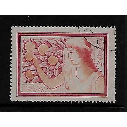 GREECE 1953 NATIONAL PRODUCTS 500d ORANGE RED SG 706 FINE USED#