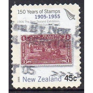 New Zealand 2005 150 Years of Stamps - Christchurch Exhibition 1906 45c s/a Used