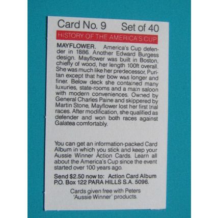 Peters Foods Australia 1987 The History of the Americas Cup Cards Choice (e25)
