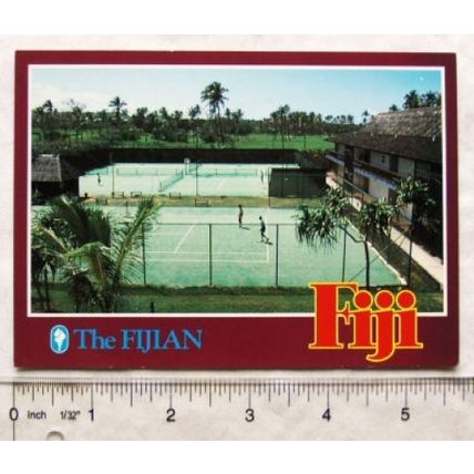 1990 postcard The Fijian Hotel Tennis Court