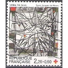 France 1986 Michel 2582A O Cote (2008) 1.20 € Croix Rouge Vitrail Reims