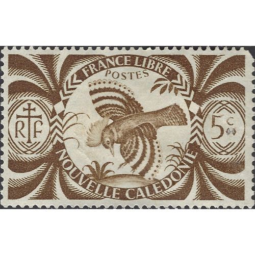 NEW CALEDONIA, BIRD, Kagu, brown 1942, 5c