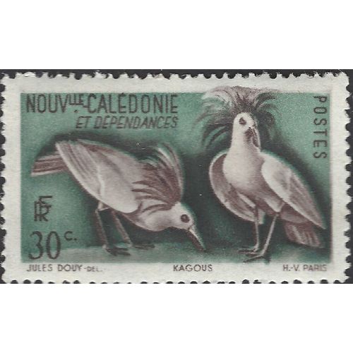 NEW CALEDONIA, BIRD, Kagu, green 1948, 50c