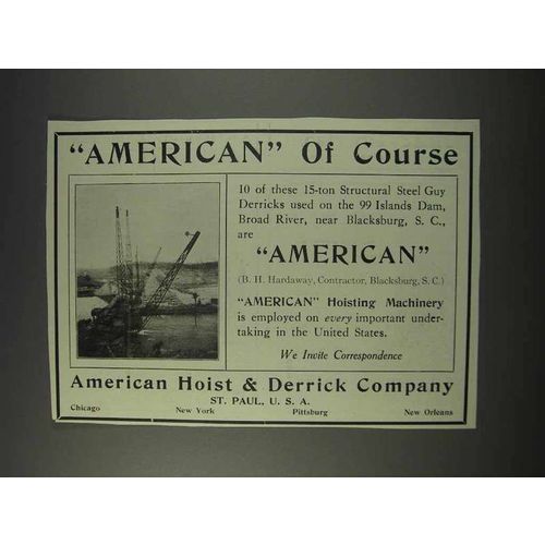 1910 American Hoist & Derrick Ad - Steel Guy Derricks