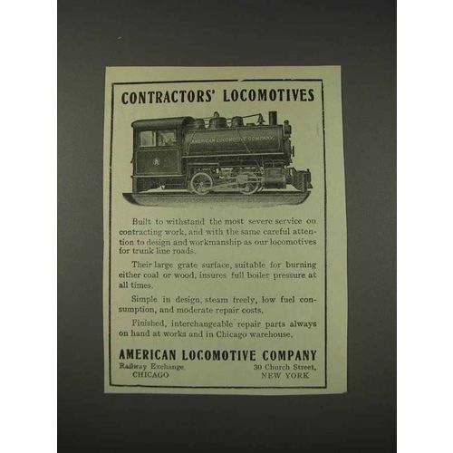 1910 American Locomotive Company Ad - Contractors'