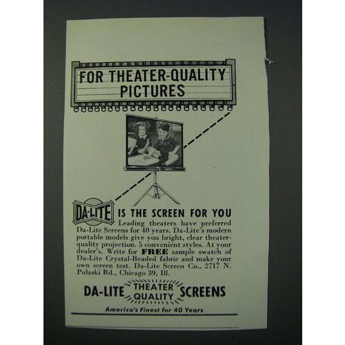 1949 Da-Lite Screens Ad - For Theater-Quality Pictures