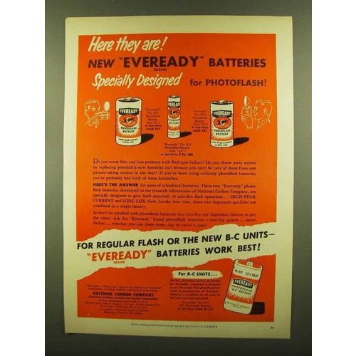 1953 Eveready Photoflash Batteries Ad - Here They Are