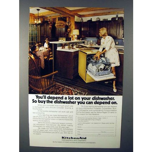 1971 KitchenAid Dishwasher Ad - Depend A Lot!