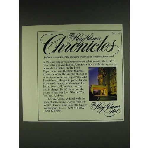 1985 Hay-Adams Hotel Ad - The Hay-Adams Chronicles No.4