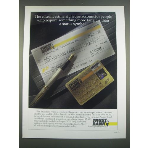1989 Trust Bank Ad - The elite investment cheque account