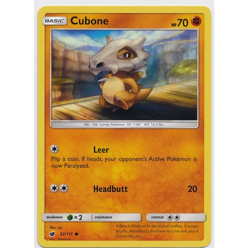 Pokemon Sun & Moon Crimson Invasion 52/111 Cubone