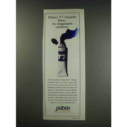 1991 Pebeo T7 Goache Ad - Pebeo's T 7 Gouache flows As imagination overflows