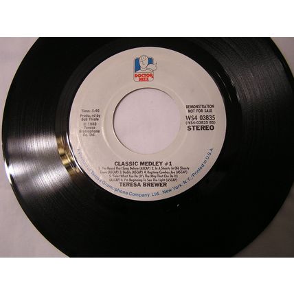 Teresa Brewer Promo 45-CLASSIC MEDLEY #1/JIMMY DORSEY MEDLEY STEREO