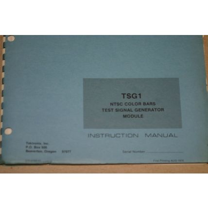TEK TSG 1 NTSC Color Bars Test Signal Generator Modlel Instruction Manual